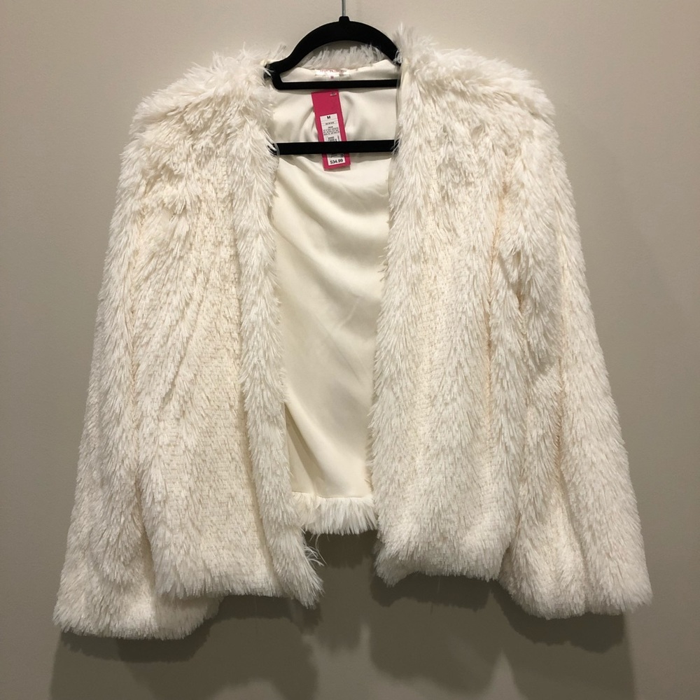 White Faux Fur Coat M